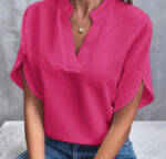 Summer Short-sleeved Chiffon Shirt New V-neck Shirt Women's Casual Versatile Clothing - Image 6
