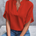 Summer Short-sleeved Chiffon Shirt New V-neck Shirt Women's Casual Versatile Clothing - Image 4