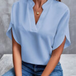 Summer Short-sleeved Chiffon Shirt New V-neck Shirt Women's Casual Versatile Clothing - Image 5
